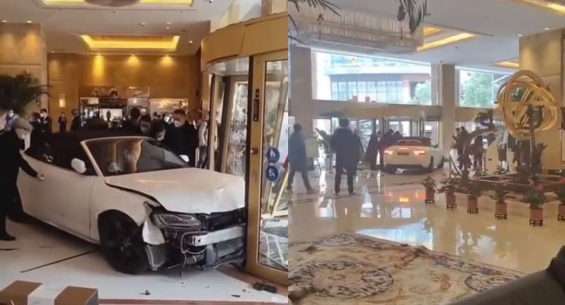 Watch: 'Angry' guest rams sports car through Chinese hotel's lobby over 'missing laptop'